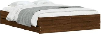 vidaXL Cama con cajones madera de ingeniería marrón roble 140x190 cm Vidaxl