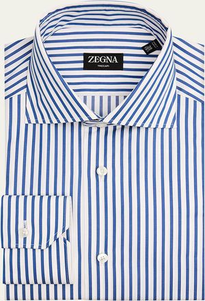 Ermenegildo Zegna Mens Trecapi Cotton Bengal Stripe Dress Shirt