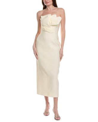 Lela Rose Draped Tulip Silk-Blend Sheath Dress
