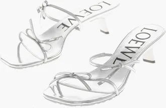 Loewe Lam&eacute; Leather Sandals with 4.5cm Kitten Heel Loewe