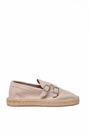 Eleventy Suede Moccasin with Rope Heel - Beige