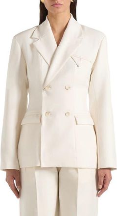 Mani&egrave;re De Voir Maia Double Breasted Blazer in Off White at Nordstrom, Size 10