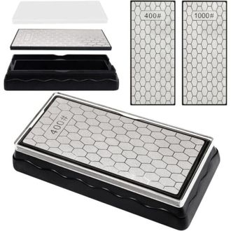OEM Piedra De Afilar De Diamante De Doble Cara (grano 400/1000, 185x92x40 Mm), Afilador De Cuchillos De Cera De Abeja Con Base Antideslizante, Herramienta