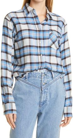 Rag & Bone Jonah Plaid Button-Up Shirt in Grey Plaid at Nordstrom Rack, Size X-Small