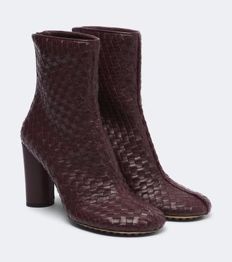 Bottega Veneta Cherry Intrecciato leather ankle boots