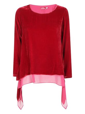 Bianco Levrin velvet top - Red
