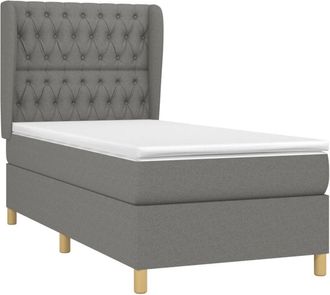 vidaXL Vidaxl - Cama Box Spring Con Colch&oacute;n Tela Gris Oscuro 90x190 Cm