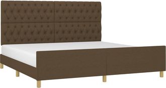 vidaXL Estructura De Cama Con Cabecero De Tela Marr&oacute;n Oscuro 200x200cm Vidaxl