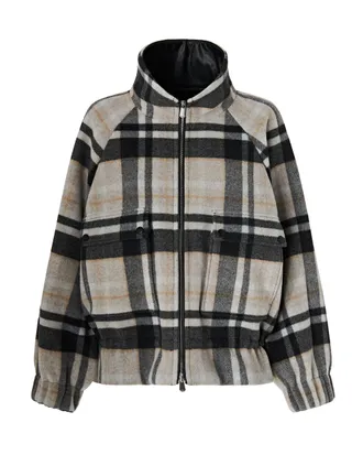Pinko Check Wool-Blend Oversized Peacoat