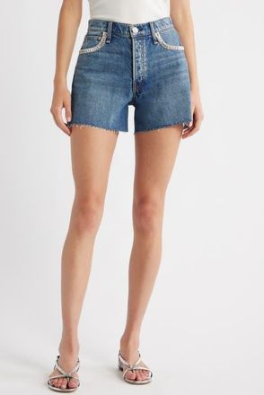 Rag & Bone Embellished High Waist Raw Hem Cutoff Denim Shorts in Evjwl at Nordstrom, Size 28