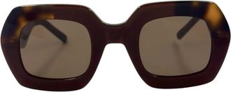 Kaleos Handgemaakte Vierkante Acetaat Zonnebril - Dames - Zonnebrillen - Bruin - ONE Size - Accessoires