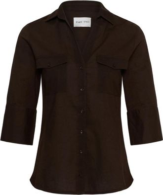 Part Two Shirts - Dames - Overhemden - Bruin - 2XL - Overhemden