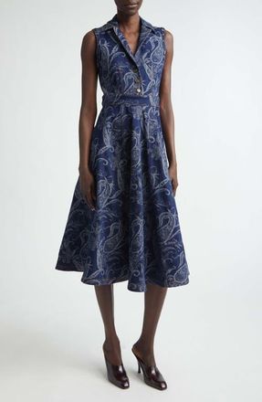 Etro Paisley Stretch Denim Midi Dress in Dark Blue at Nordstrom, Size 44