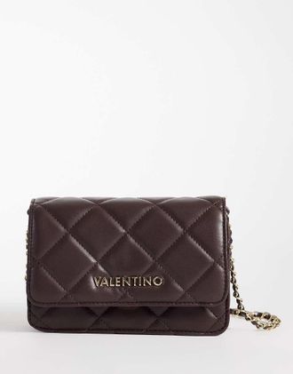 Valentino borsa a tracolla trapuntata ocarina marrone scuro