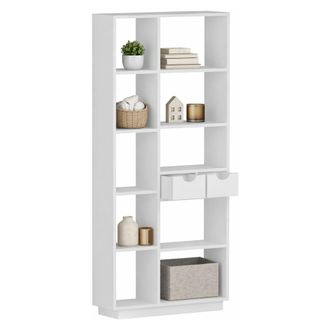 Dmora Estanter&iacute;a Imer, Biblioteca 8 Estantes, 2 Cajones, Inst. Libre, 80x25x189h Cm Blanco