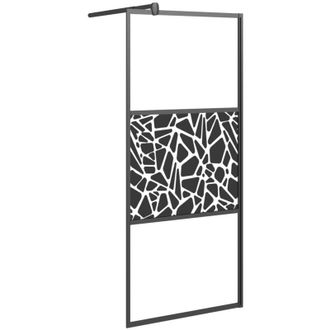 vidaXL Vidaxl - Mampara Ducha Vidrio Esmerilado Dise&ntilde;o Piedras Negro 90x195 Cm