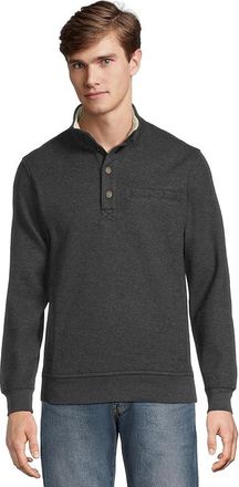 L.L.Bean Katahdin Iron Works Bonded Waffle Fleece Mock Neck Mens Sweatshirt Charcoal Heather : 2XL, Cotton/Polyester