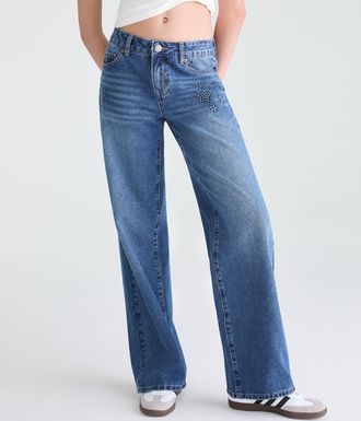 A&eacute;ropostale Low-Rise Baggy Wide Leg Star Jean