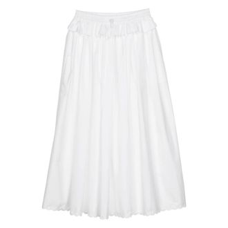Cecilie Bahnsen Midi Skirts, female, White, Size: XS Ruffled Midi Skirt with Tie Waist