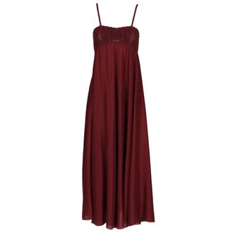 Forte_Forte Maxi Dresses, female, Red, Size: XS Dress with Crocheted Bodice