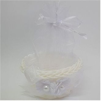 Trade Shop Trade Shop - Bomboniera Bomboniere Cestino Bianco Sacchetto Porta Confetti Riso Matrimonio