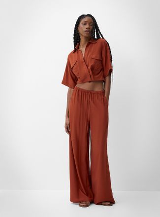 Icone Womens Drawstring-waist flowy ultra-wide-leg pant