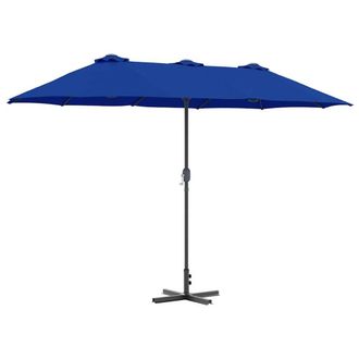 Berkfield Home Garden Parasol Blue 380 x 196 x 235 cm Powder-coated steel