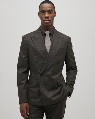 River Island Mens Suit Jacket Brown Slim Fit Check - Size 42 Regular