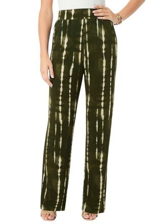 Roaman's Ultra Drape Pull On Pant in Dark Olive Variegated Tie Dye at Nordstrom, Size 1X