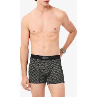 Lacoste Core Graphics Boxer Briefs in Black/White at Nordstrom, Size X-Large