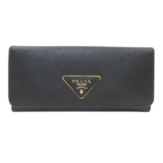 Prada Pre-owned Wallets, female, Black, Size: ONE SIZE Pre-owned Saffiano Long Wallet