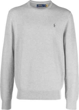 Ralph Lauren Signature Polo Pony Sweater met ronde hals - Heren - Ronde hals truien - Grijs - XL - Katoen - Truien & Vesten