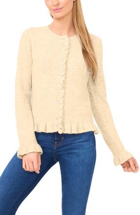 CeCe by Cynthia Steffe Ruffle Trim Cardigan in Butter Cream Yellow at Nordstrom, Size X-Small