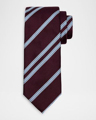 Brioni Men & apos;s Herringbone Stripe Jacquard Silk Tie