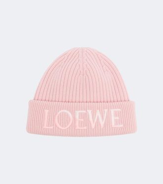 Loewe Embroidered ribbed-knit wool beanie