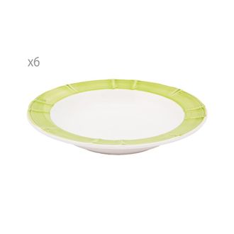 Arcucci Set of 6 Provence Green Stripe Soup Plate