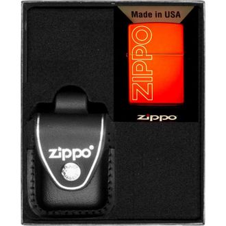 OEM Encendedor Zippo Rojo Met&aacute;lico Con Logotipo Grabado A L&aacute;ser, Set De Regalo N.&ordm; 3
