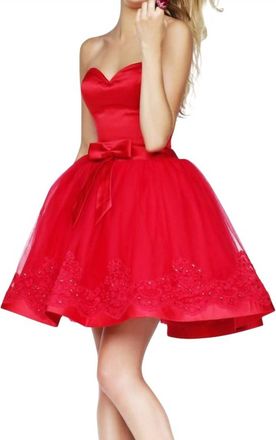 Sherri Hill Floral Satin Prom Dress In Red