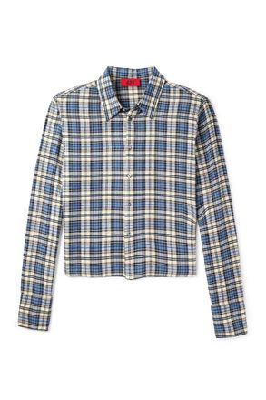 424 Cropped Checked Cotton-Blend Flannel Shirt