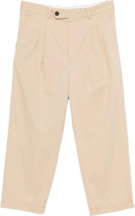 Dr&ocirc;le de Monsieur Pantalon Cropped &agrave; Plis Coton - Heren - Straight fit broeken - Beige - M - Katoen - Broeken