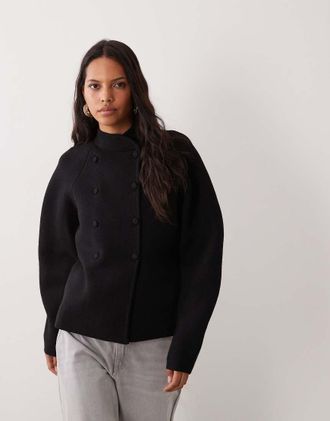 Asos cardigan doppiopetto con maniche sagomate nero