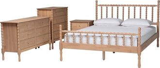 Baxton Studio Laurent Bamboo-Style 4Pc Queen Bedroom Set
