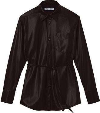 Proenza Schouler faux-leather shirt jacket - women - Polyester/Polyurethane - 2 - Black