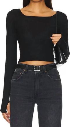 Michael Lauren Pryderi Crop Long Sleeve Top In Black