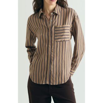 Scalpers Striped Pocket Shirt in Brownstripes at Nordstrom, Size Large Eu