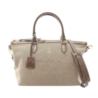 Prada Pre-owned Logo Jacquard 2Way Handbag - Pre-owned - Mujer - Beige - ONE SIZE