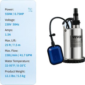 OEM Bomba Sumergible, Altura M&aacute;xima 7,6 M (25 Pies), Protecci&oacute;n Ipx8