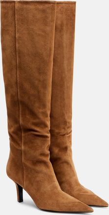 Amina Muaddi Christine 80 suede knee-high boots