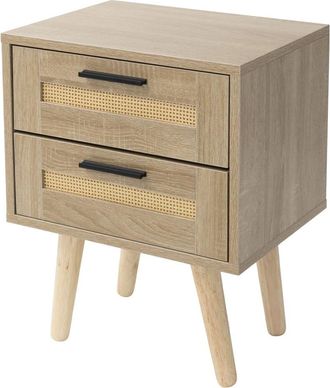 ML Design Mesilla de noche con 2 cajones 40x50,5x30cm estilo rústico