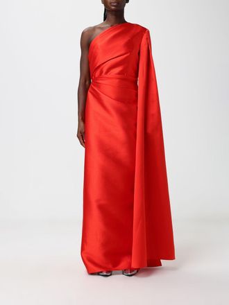 Solace London One-Shoulder Long Satin Gown with Draped Waist